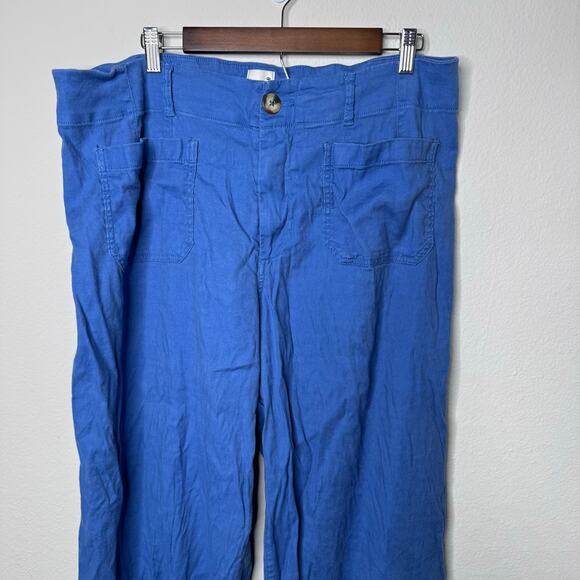 Maeve The Colette Blue Linen Blend Wide Leg Pants Women’s 18W Cropped - Picture 7 of 12